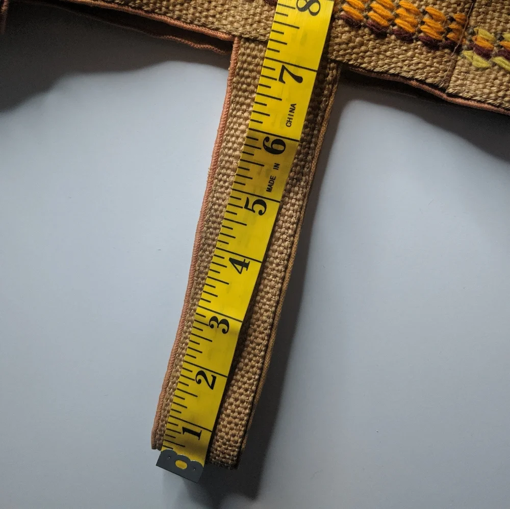 VINTAGE Handmade Boho Embroidered Burlap Tote - Picture 11 of 11